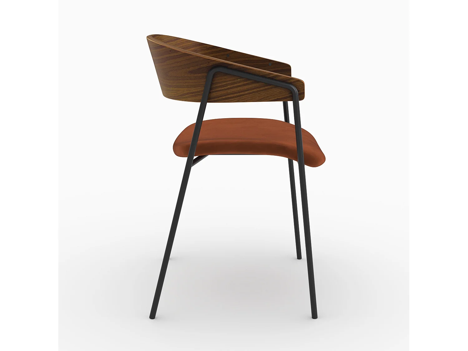 Lot de 2 chaises en velours terracotta et bois de noyer - Esmée