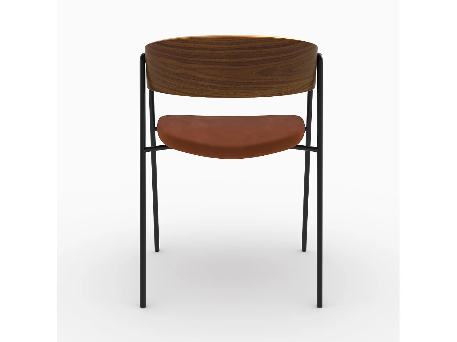 Lot de 2 chaises en velours terracotta et bois de noyer - Esmée