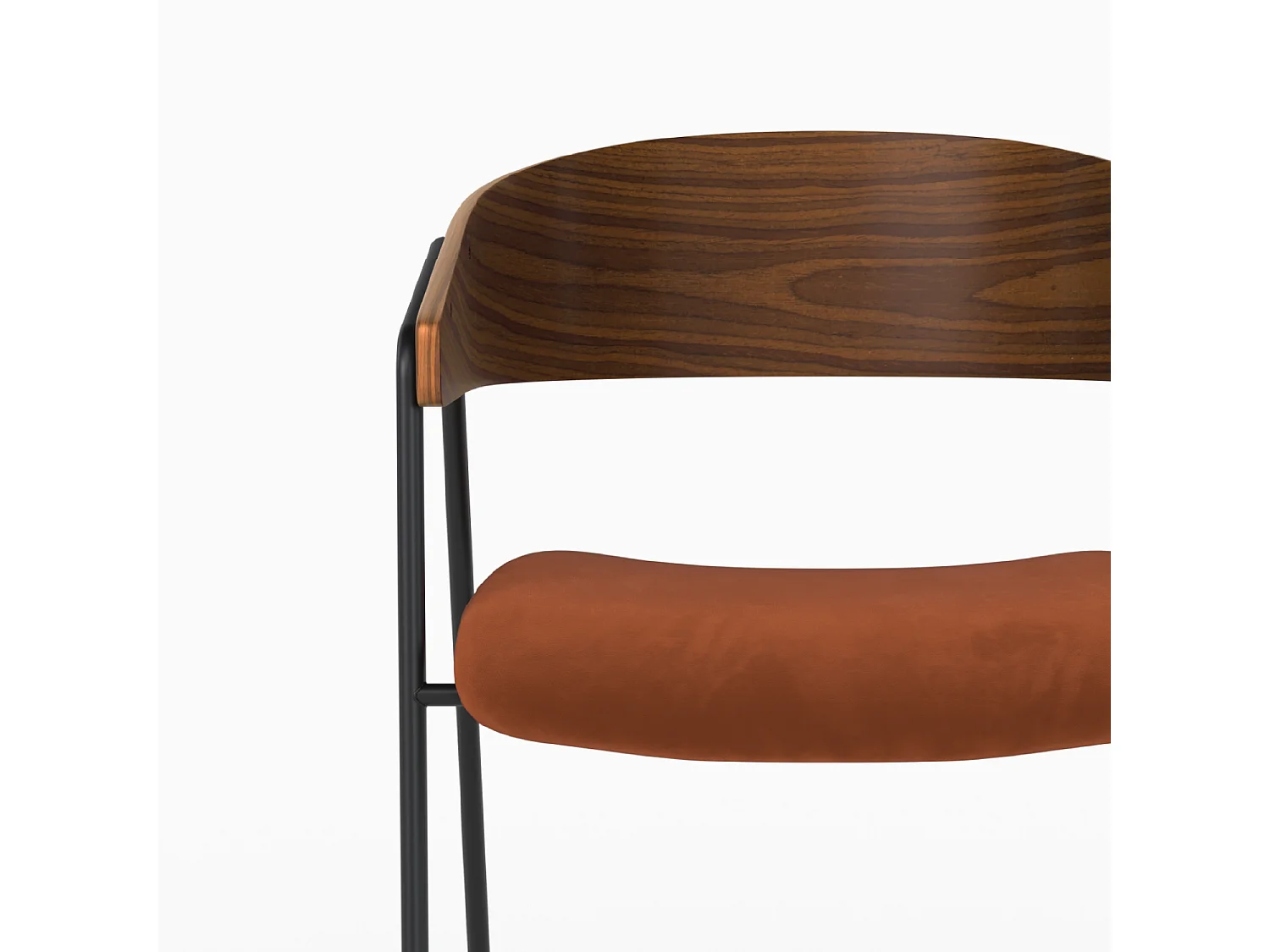 Lot de 2 chaises en velours terracotta et bois de noyer - Esmée