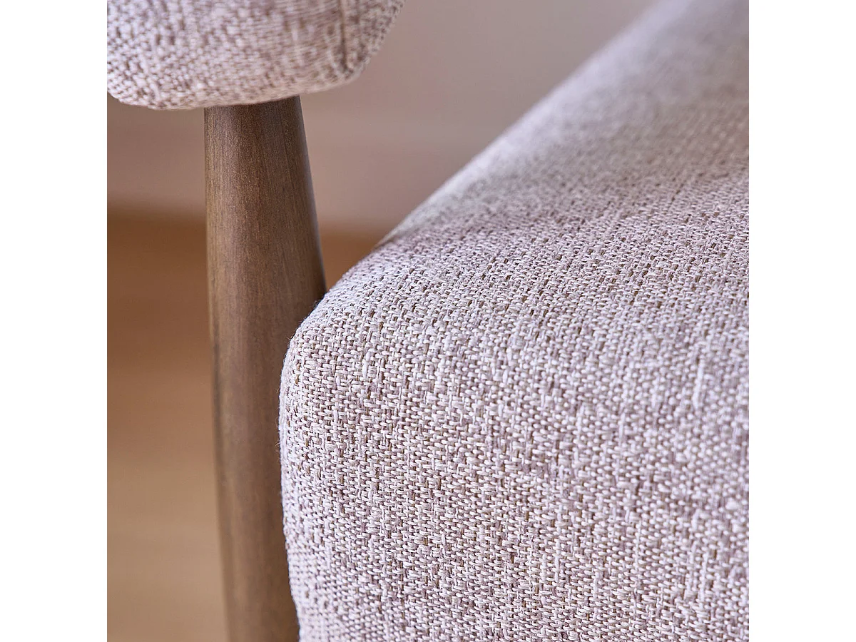 Poltrona legno massello con tessuto beige screziato