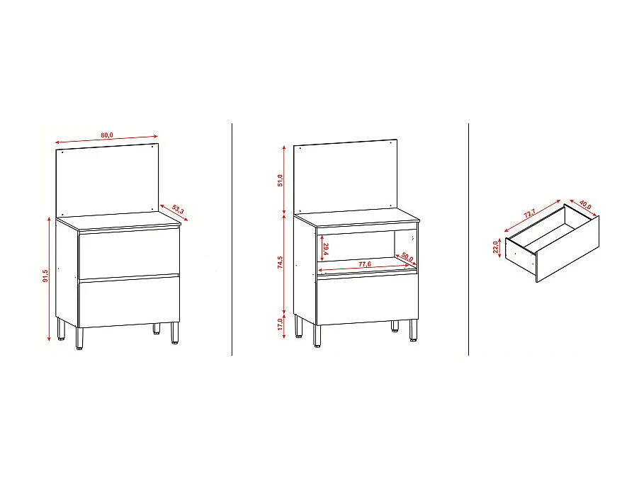 Meuble de Cuisine Bas 1 Porte 1 Tiroir Taupe et Crédence Marbre L 80 H 91.5 P 53.3 cm