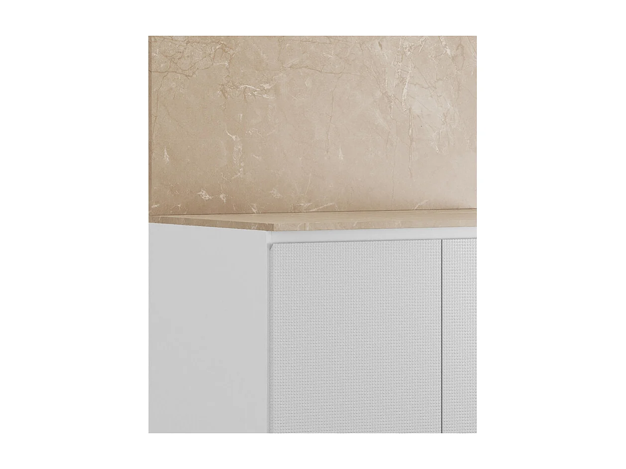 Meuble de Cuisine Bas 2 Portes 2 Niches Blanc et Crédence Marbre L 80 H 91.5 P 53.3 cm