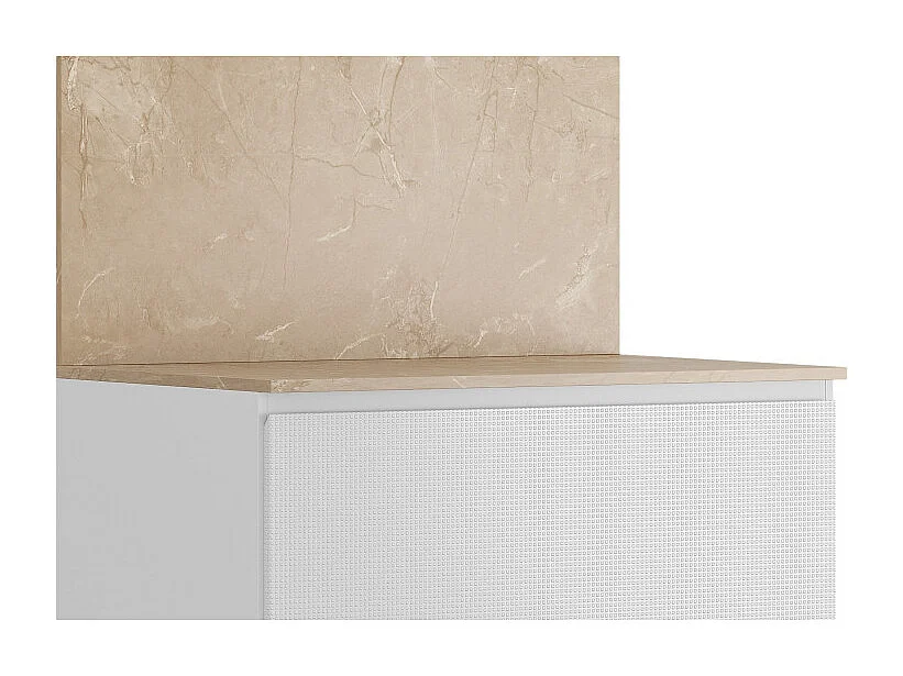 Meuble de Cuisine Bas 1 Porte 1 Tiroir Blanc et Crédence Marbre L 80 H 91.5 P 53.3 cm