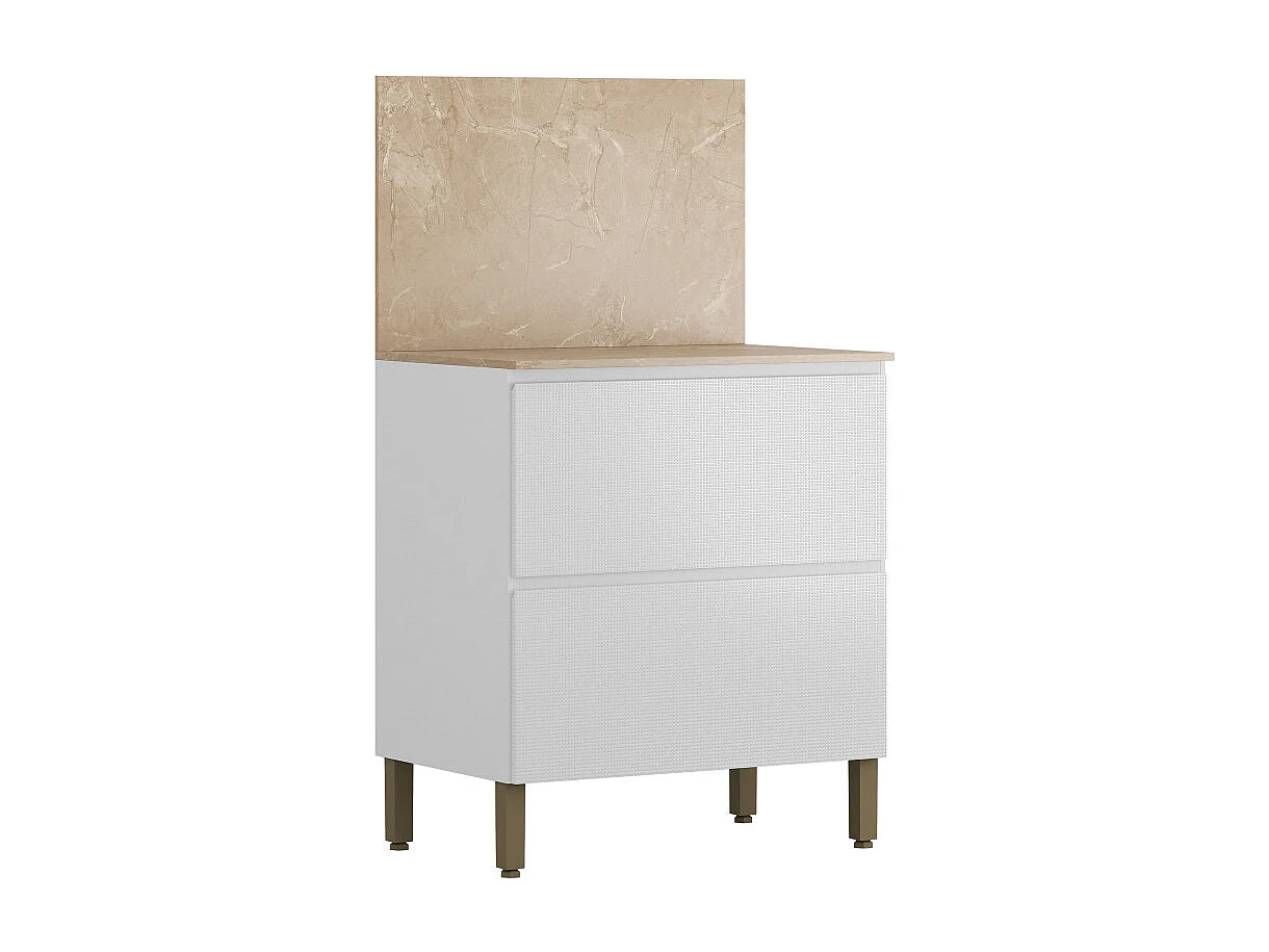 Meuble de Cuisine Bas 1 Porte 1 Tiroir Blanc et Crédence Marbre L 80 H 91.5 P 53.3 cm