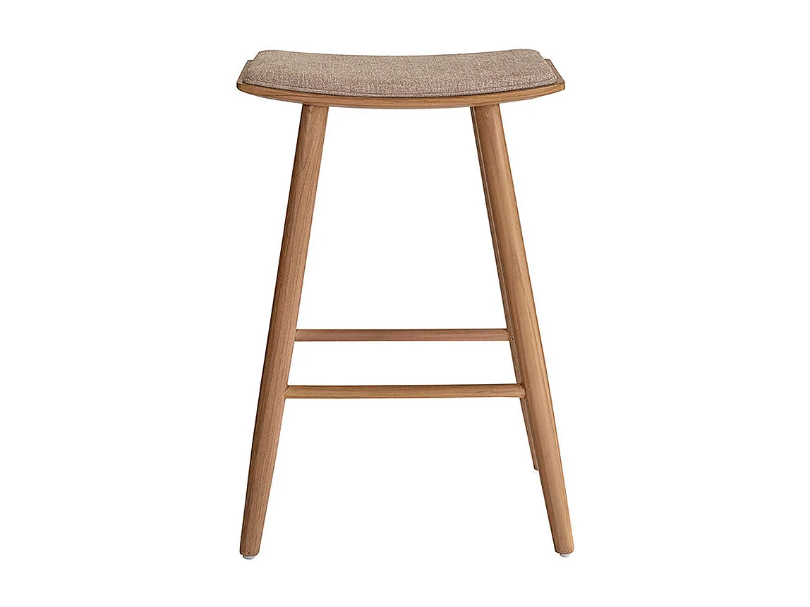 Sgabello in teak massello e velluto écru 65 cm