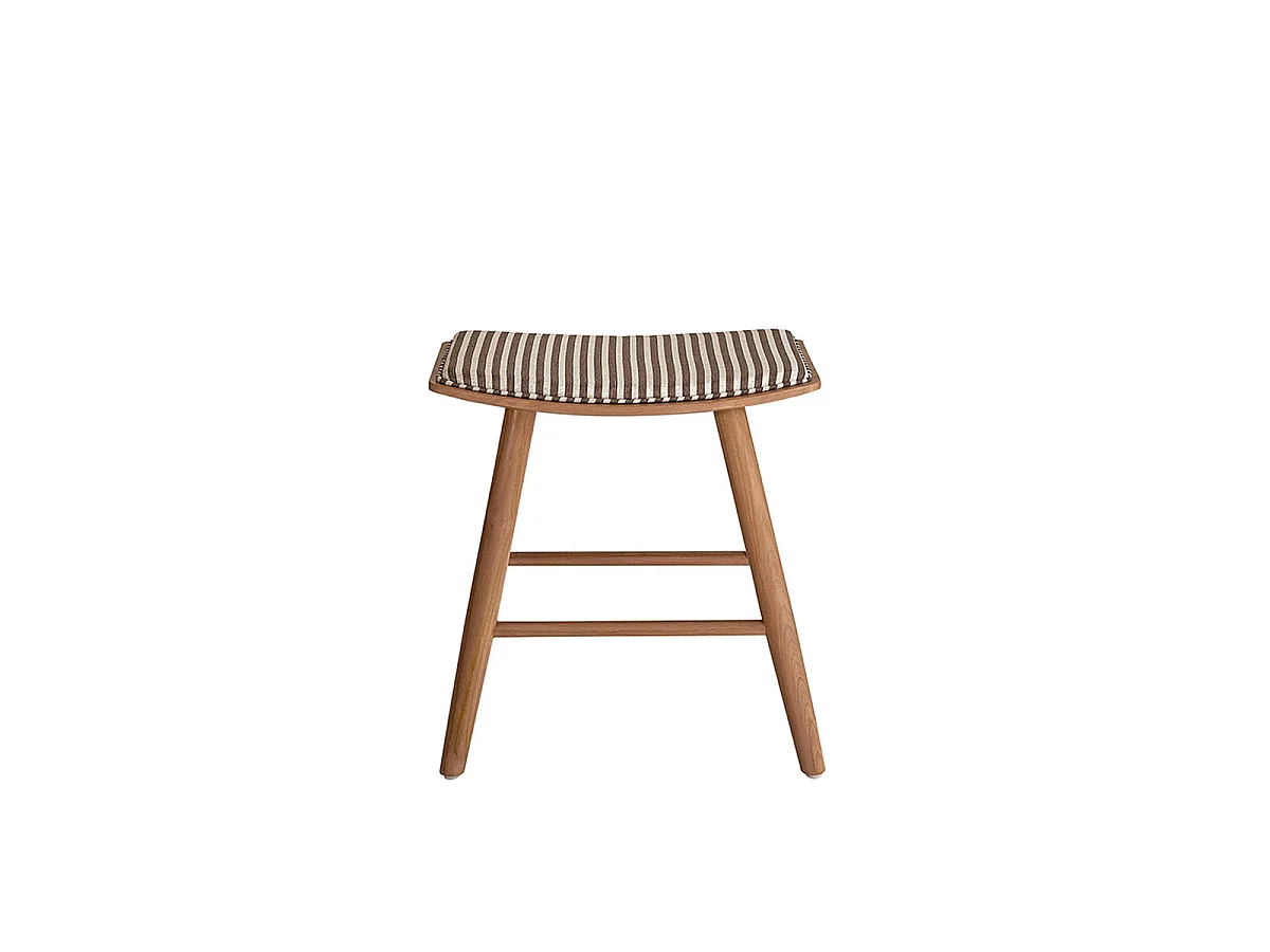 Sgabello in teak massello con seduta a righe 45 cm