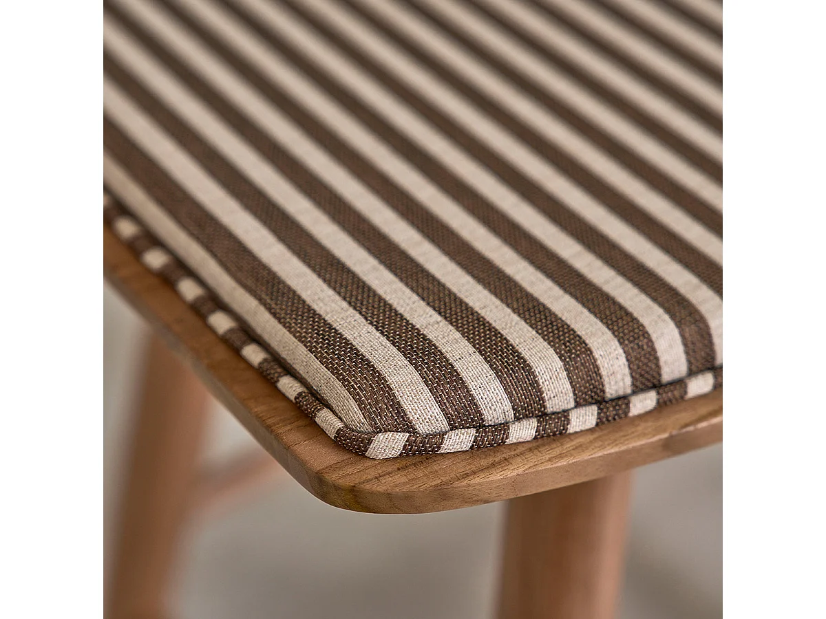 Sgabello in teak massello con seduta a righe 45 cm