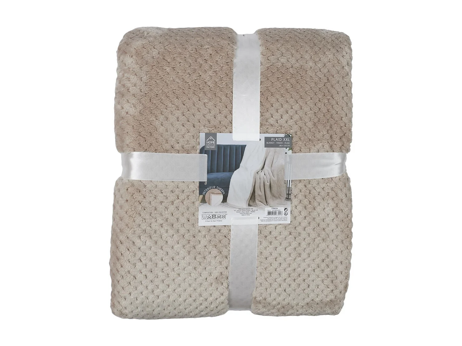 Plaid Nid Abeille Beige Sherpa Xxl 180x220cm