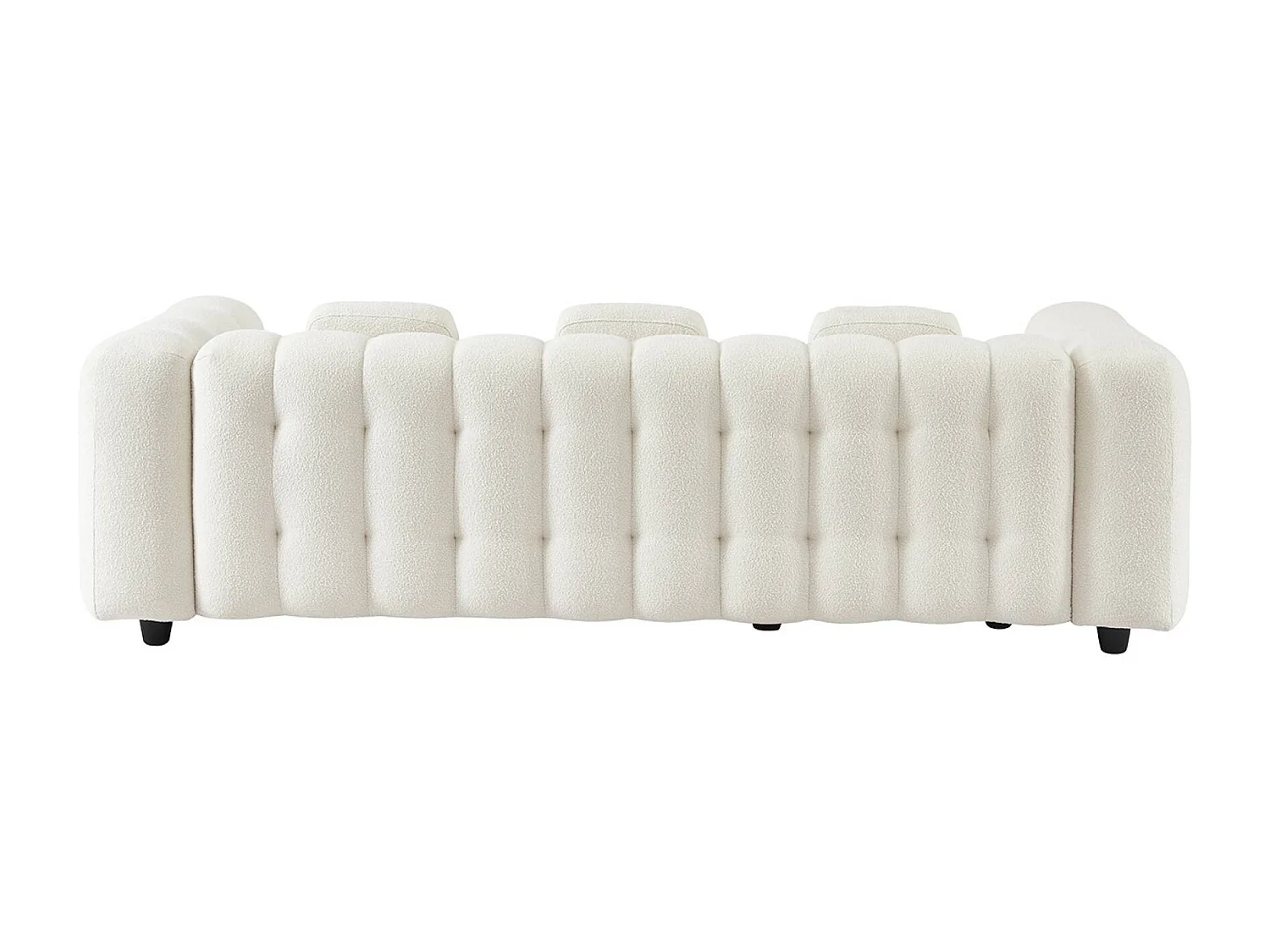 Canapé d'angle réversible 3-4 places bouclette texturée. crème. capitonné structure bois d'eucalyptus et contreplaqué