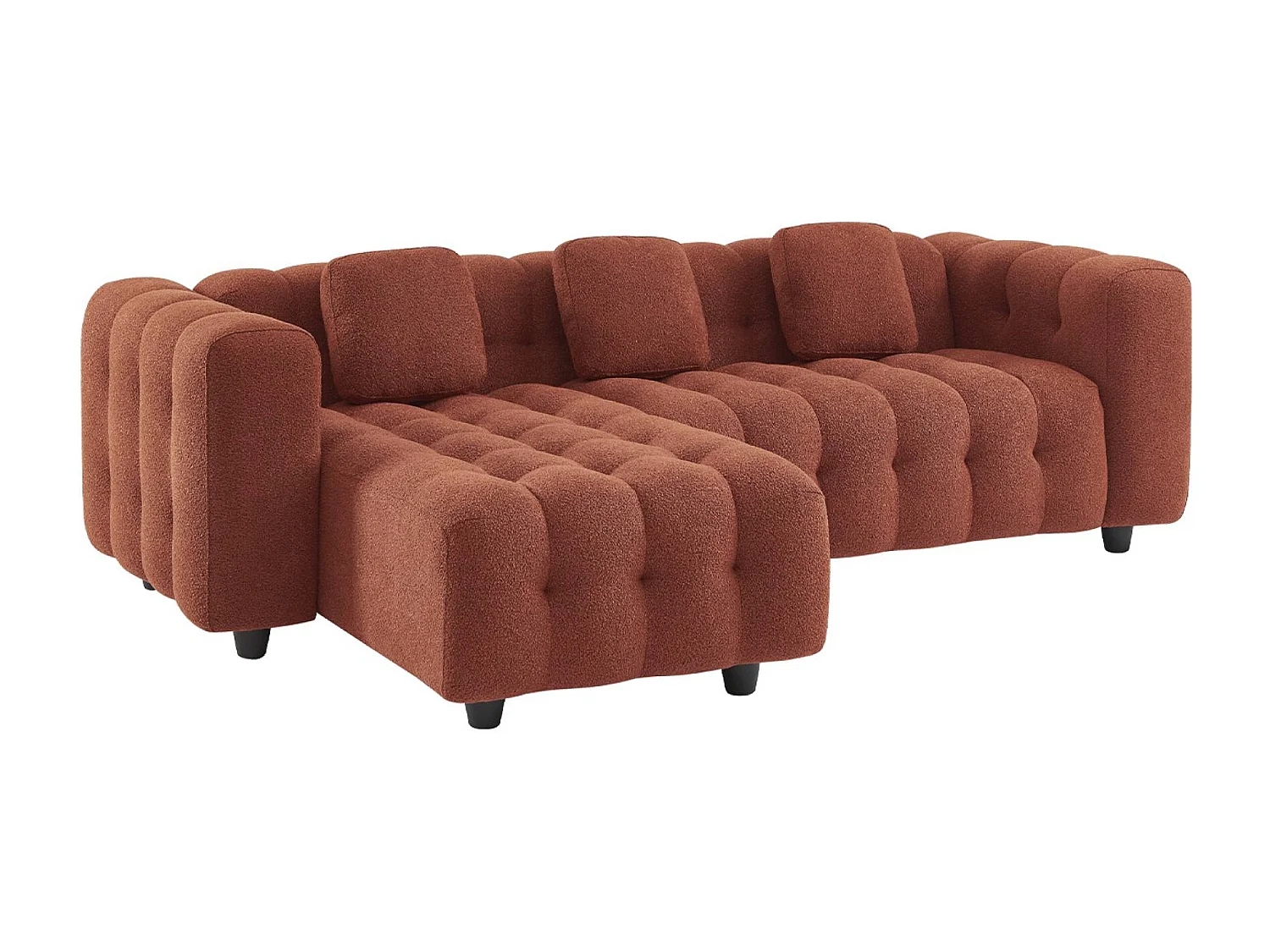 Divano angolare reversibile in tessuto bouclé testurizzato, terracotta