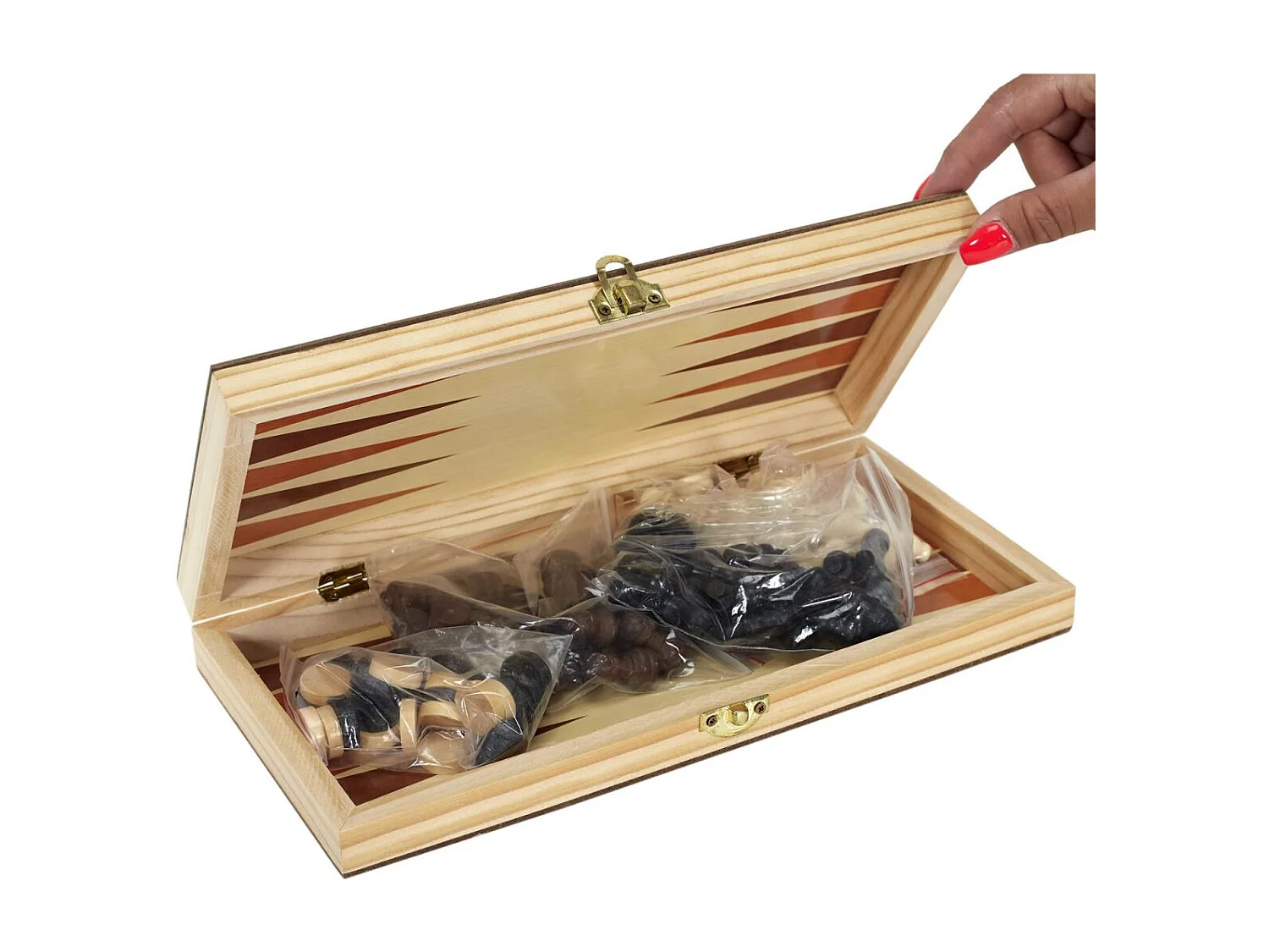 Jeu De Societe 3 En 1 En Bois Marron