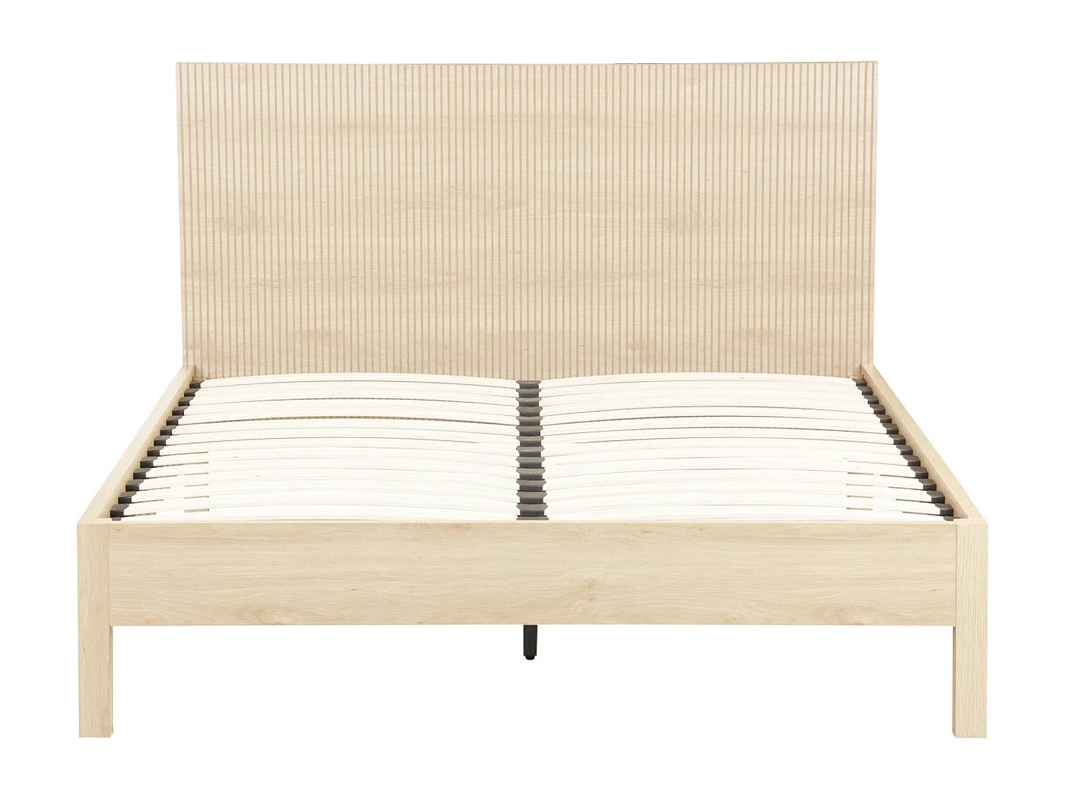 Lit avec sommier à lattes et tête de lit 140x190cm décor bois naturel - Linear