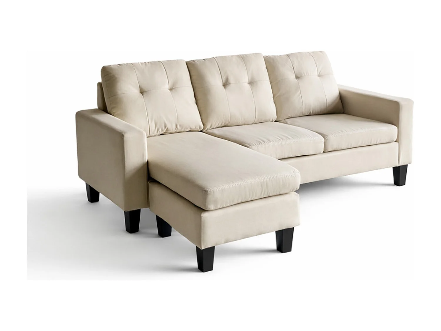 Canapé d'angle 3 places en tissu beige BELFAST