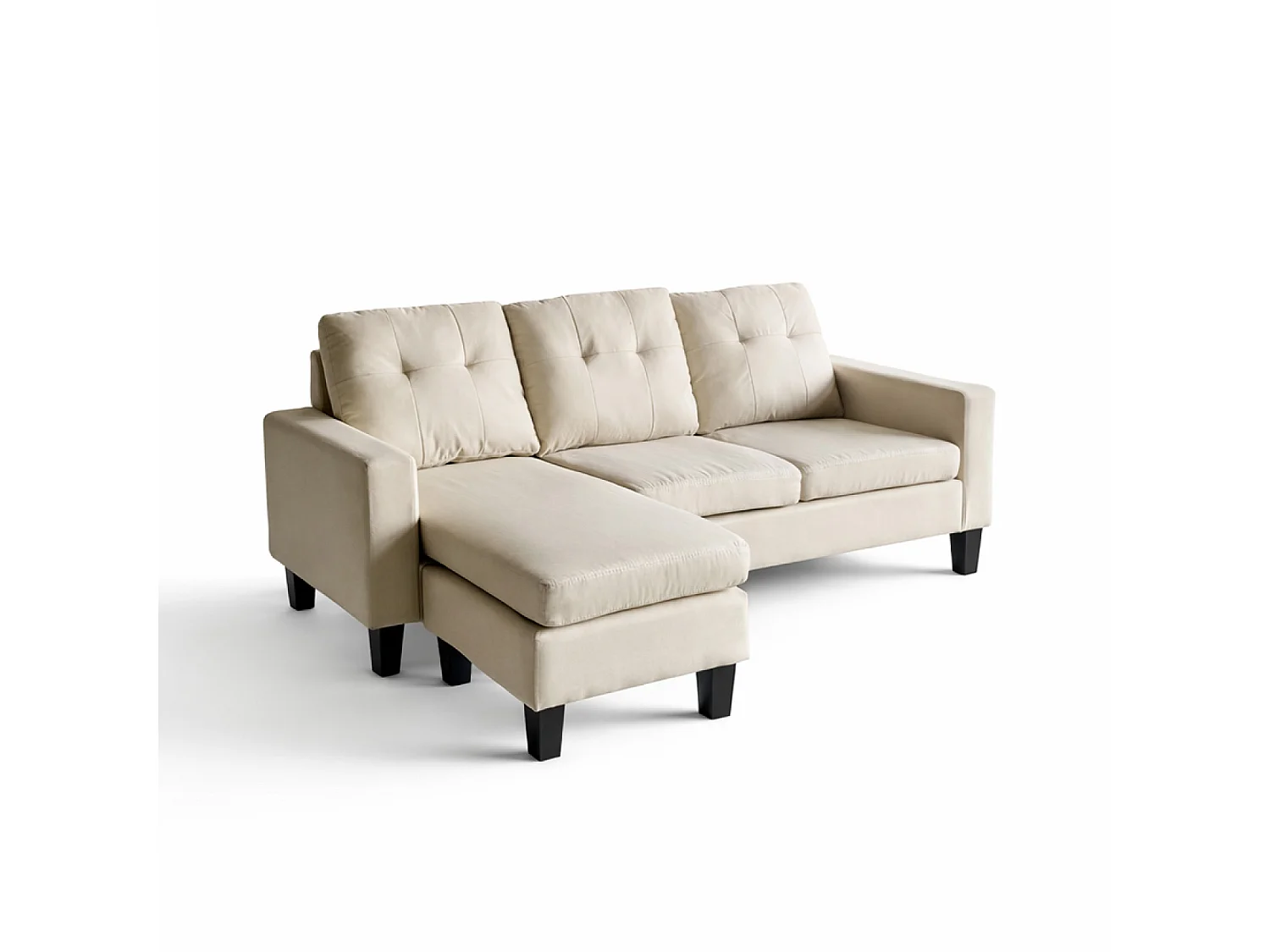 Canapé d'angle 3 places en tissu beige BELFAST