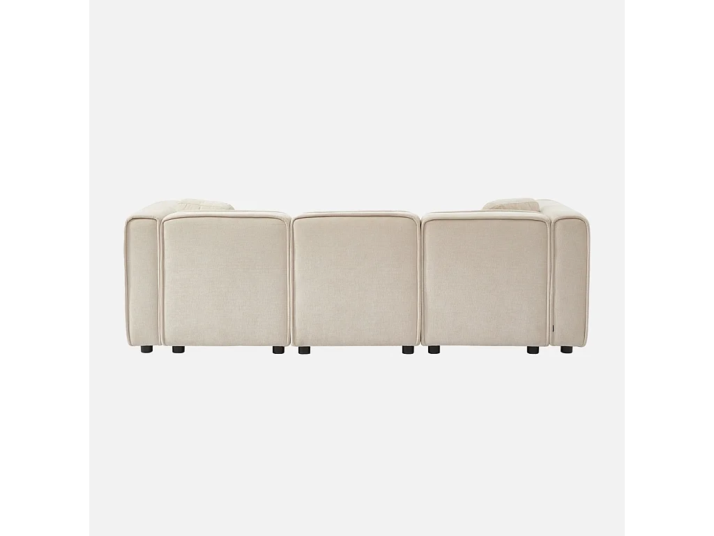 Sofá esquinero derecha de tela liso, 3 plazas beige