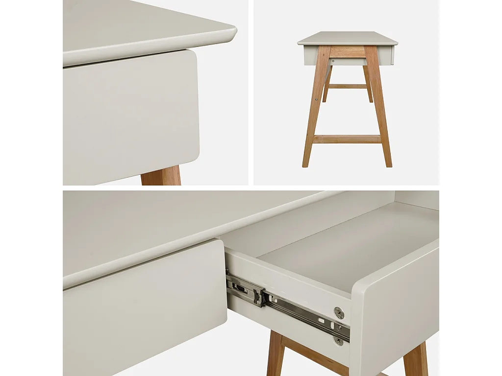 Scrivania decorata in legno di hevea con 2 cassetti, marrone naturale