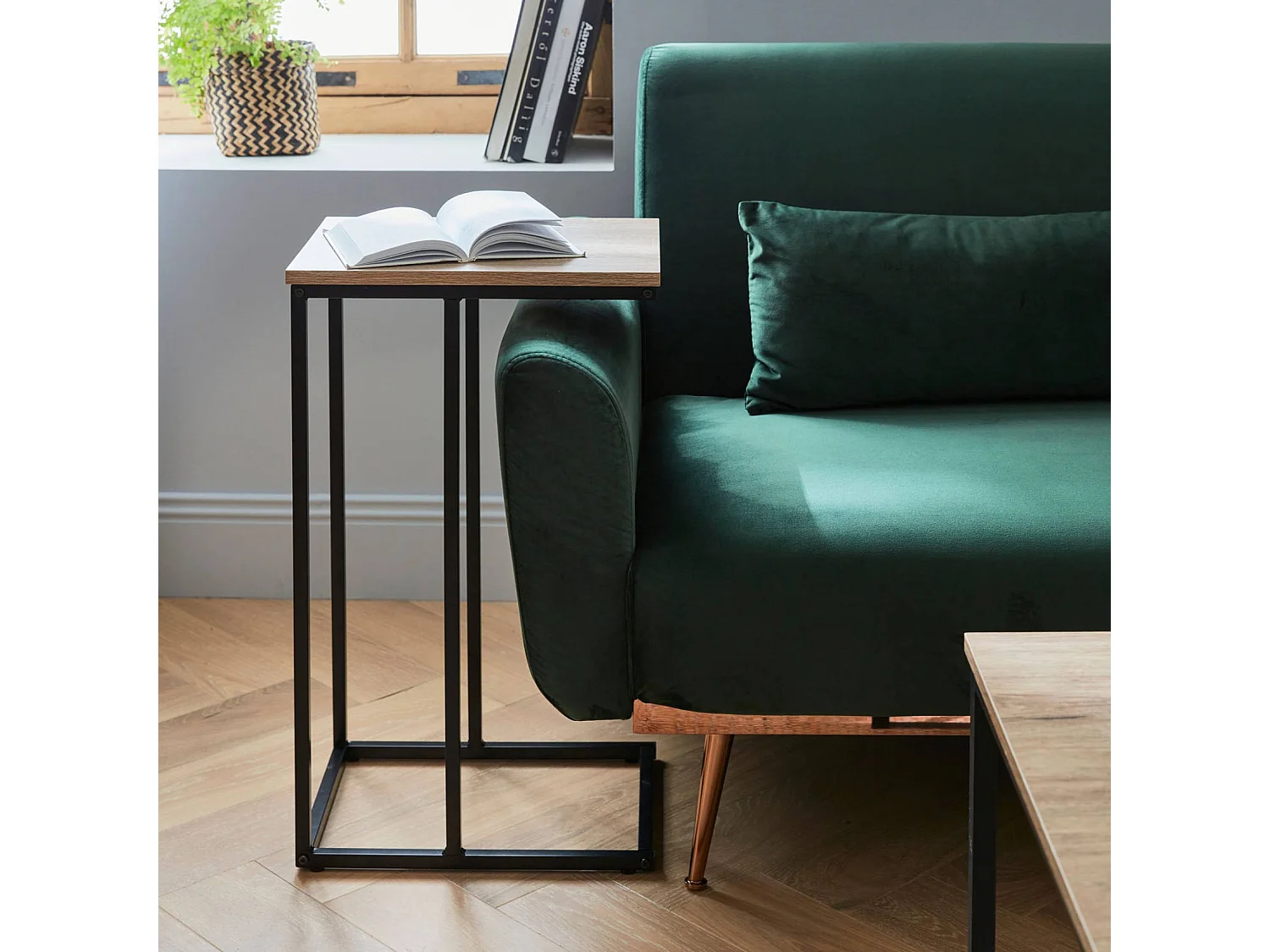 Canapé convertible design en velours - Oskar - 2 - 3 places scandinave droit avec pieds fins or rose