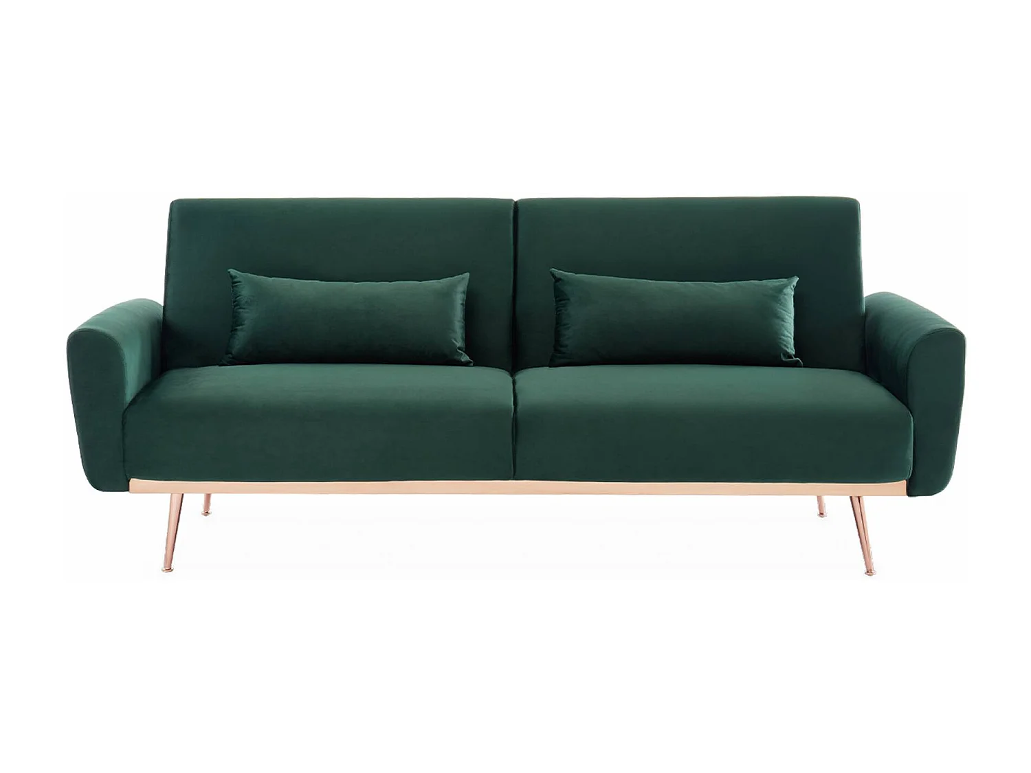 Canapé convertible design en velours - Oskar - 2 - 3 places scandinave droit avec pieds fins or rose