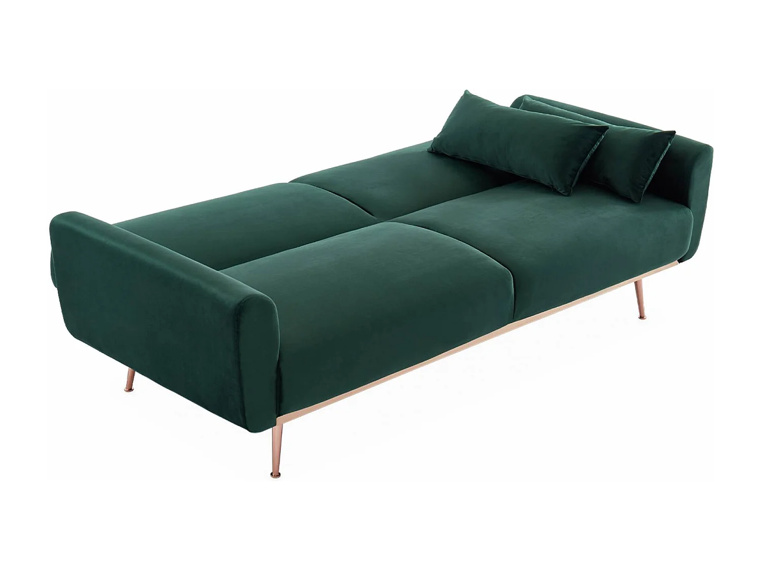 Canapé convertible design en velours - Oskar - 2 - 3 places scandinave droit avec pieds fins or rose