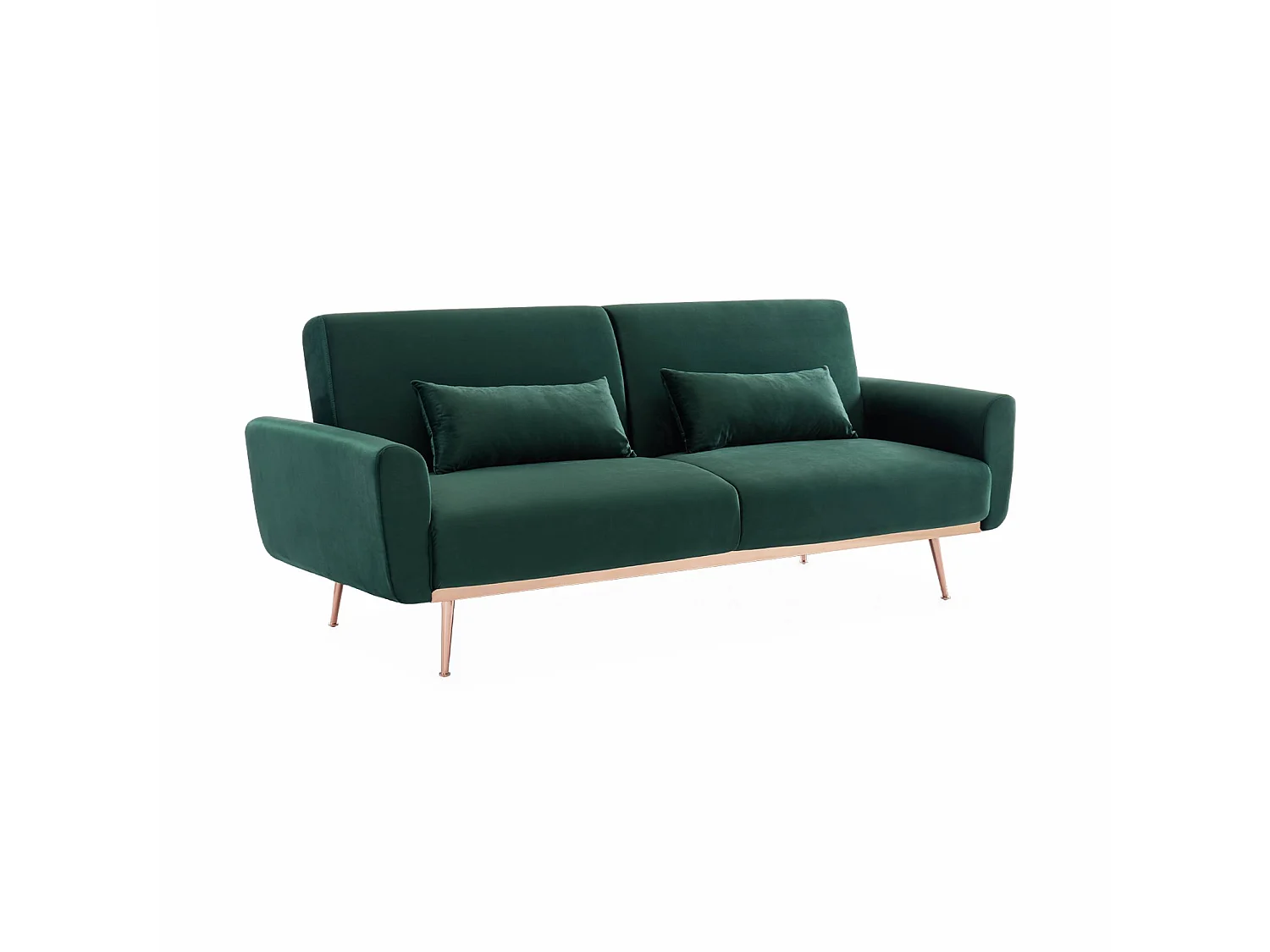 Sofá cama de terciopelo, 3 plazas verde ingles