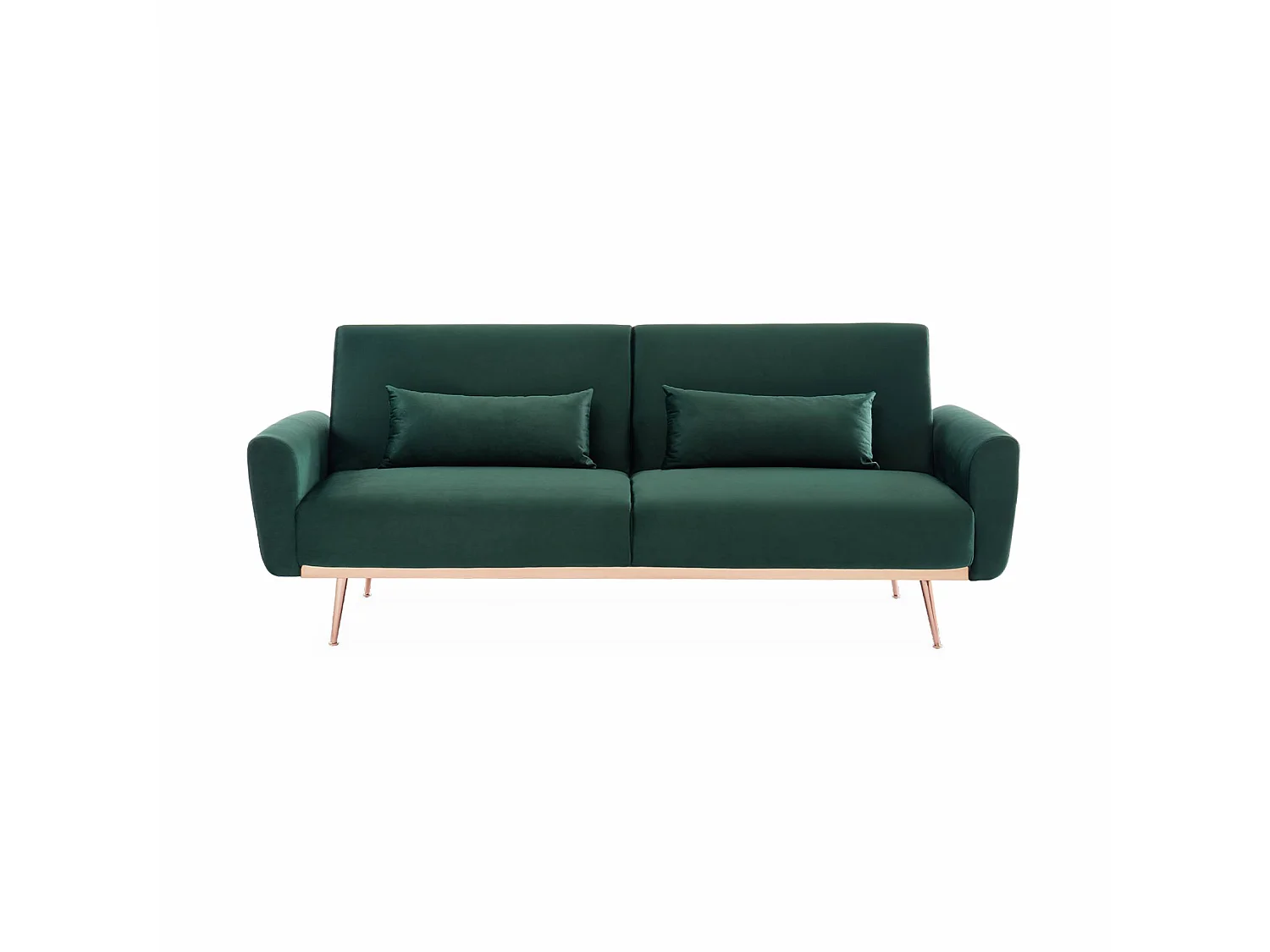 Sofá cama de terciopelo, 3 plazas verde ingles