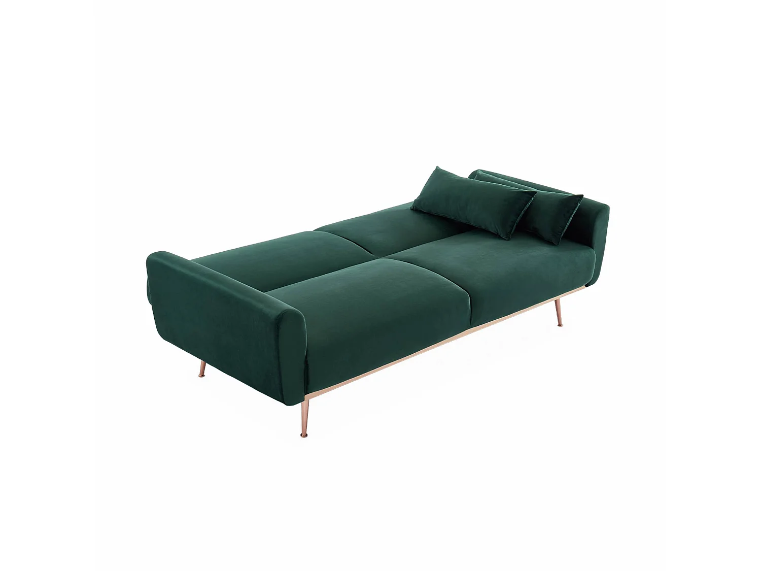 Sofá cama de terciopelo, 3 plazas verde ingles