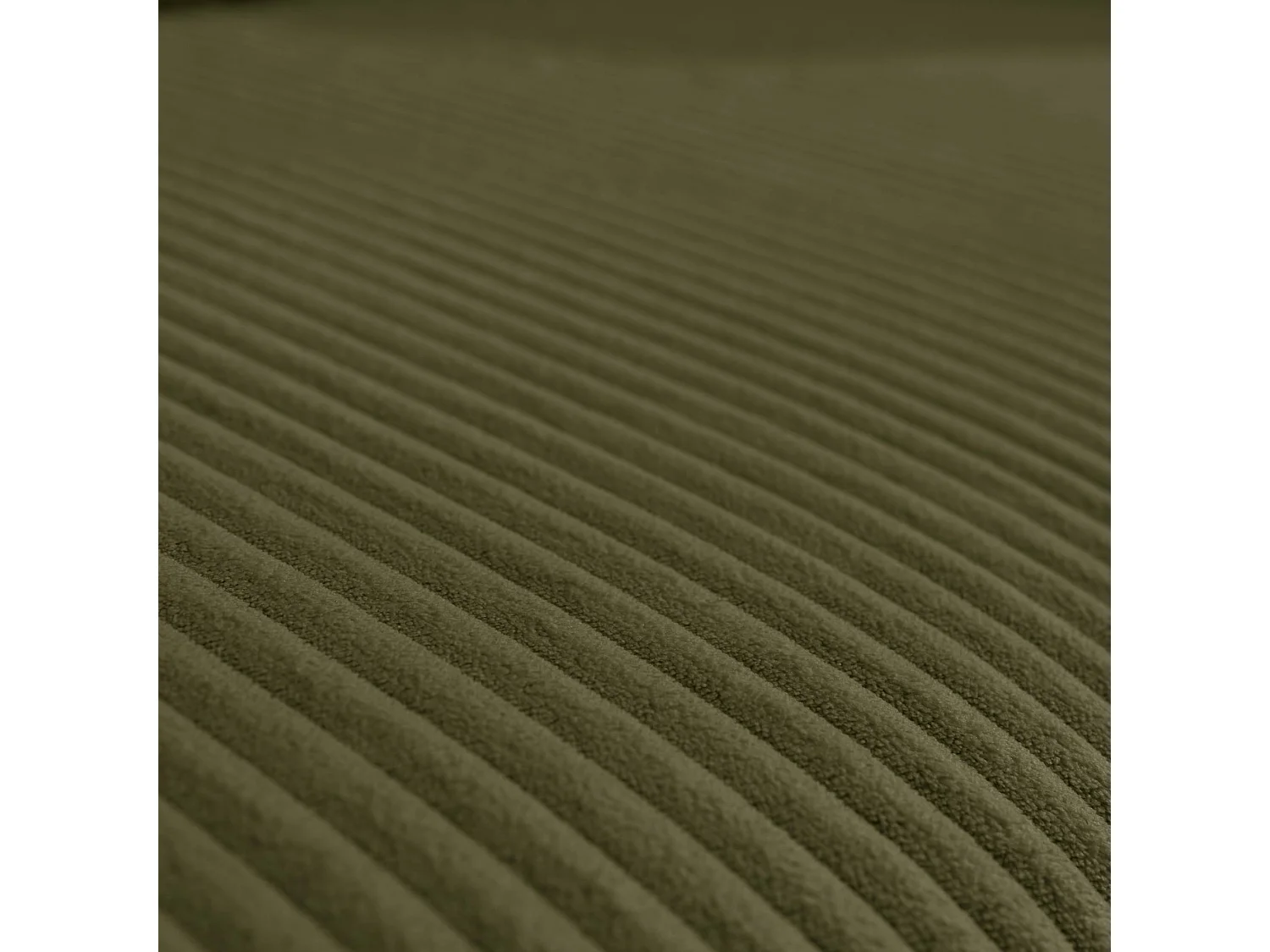 Canapé d'angle convertible réversible 3 places velours côtelé kaki avec coffre de rangement - Almo