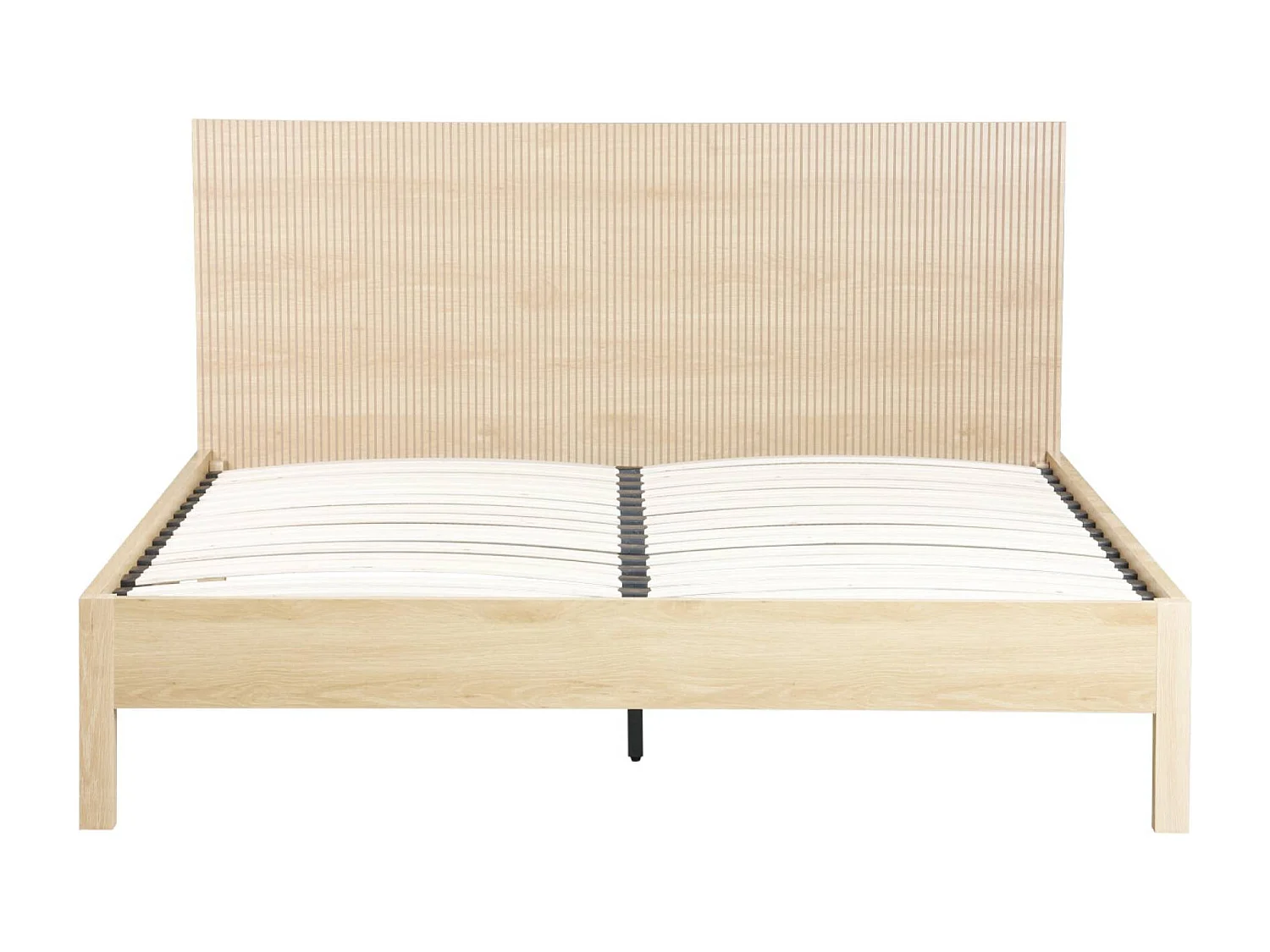 Letto con rete a doghe e testiera 200cm decorazione legno, marrone