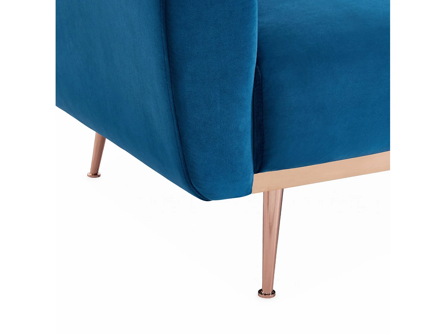 Canapé convertible design en velours - Oskar - 2 - 3 places scandinave droit avec pieds fins or rose