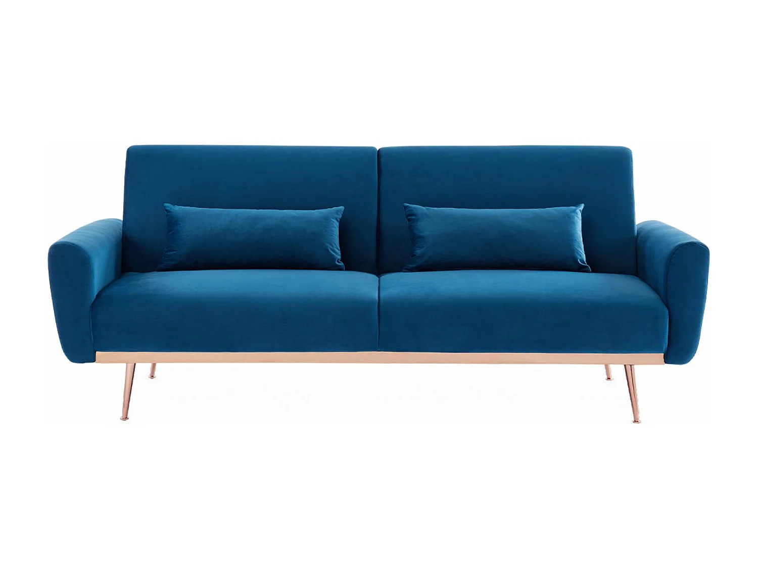 Sofá cama de terciopelo de 2 a 3 plazas azul