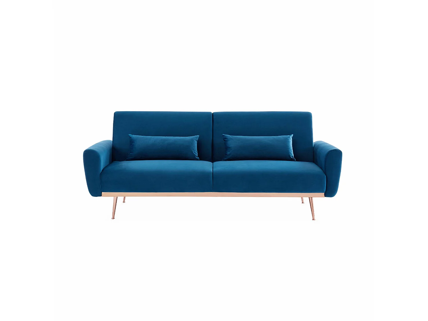 Divano letto reclinabile in velluto, 3 posti, blu