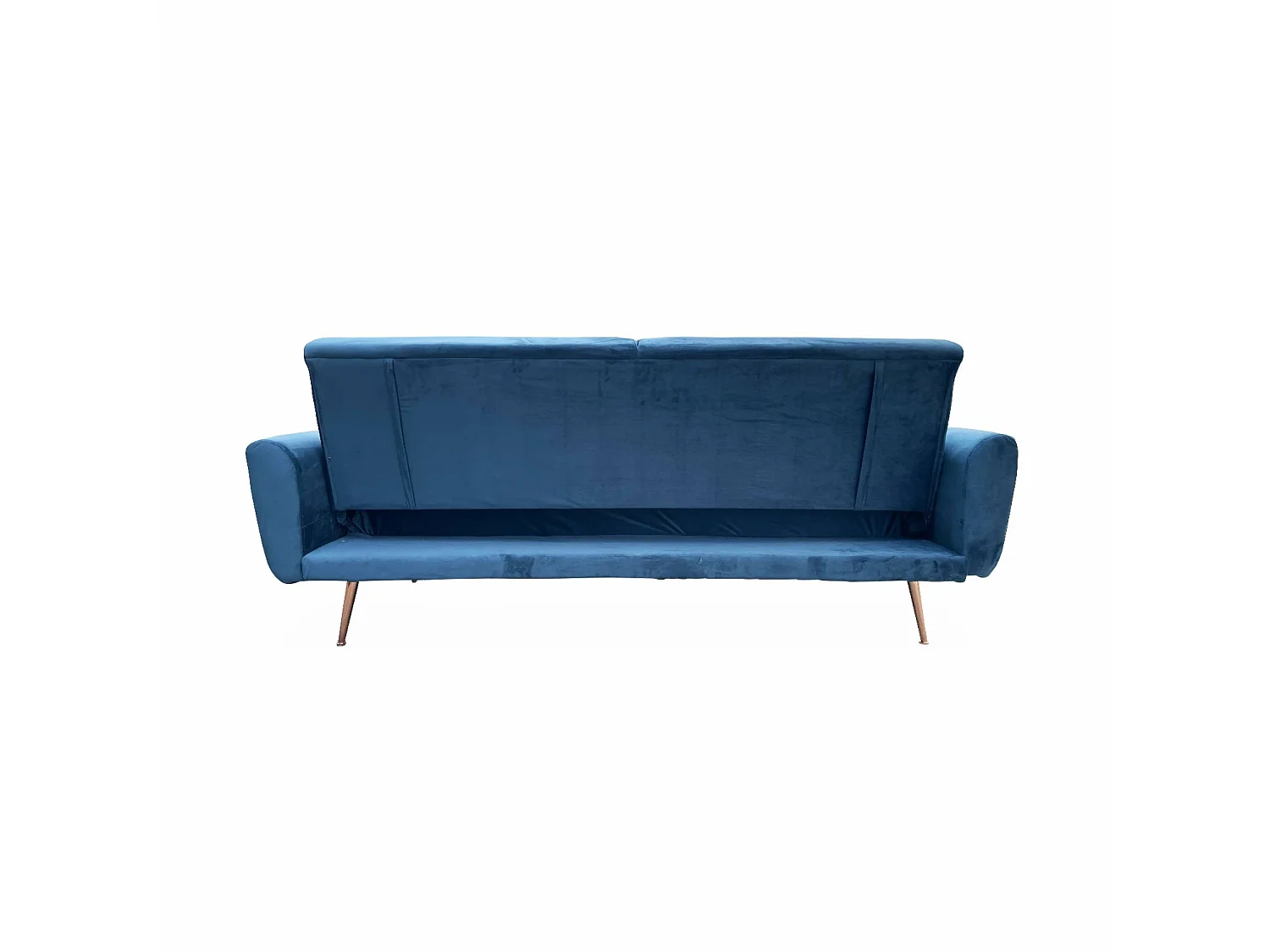 Divano letto reclinabile in velluto, 3 posti, blu