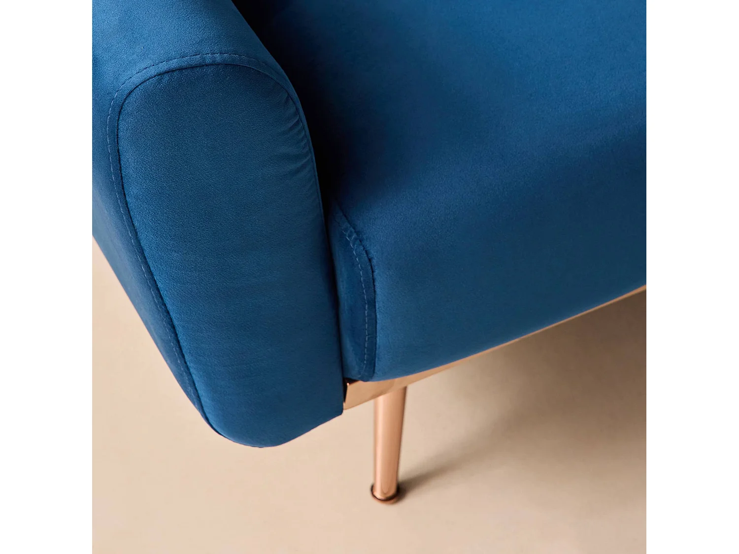 Sofá cama de terciopelo, 3 plazas azul