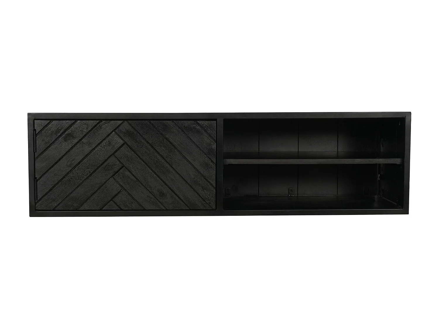 Meuble TV suspendu bois noir avec rangement 120 cm ALVERA