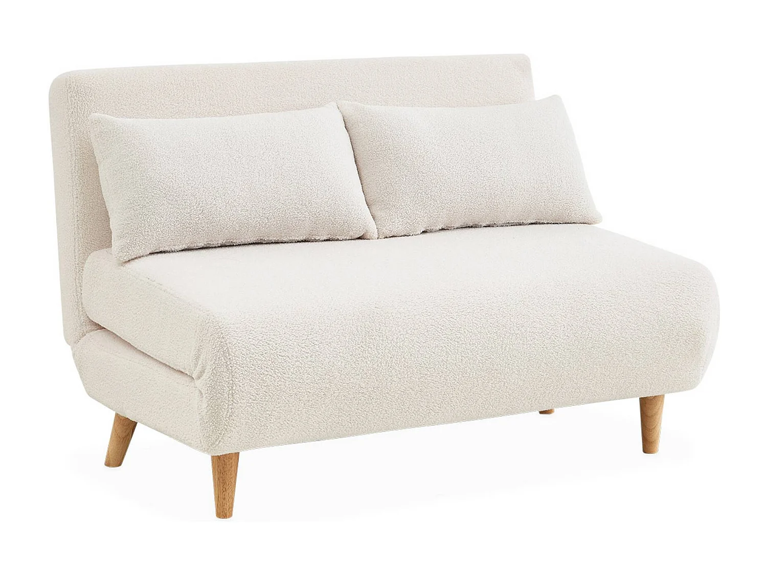 Sofá cama en borreguito de 2 plazas crema