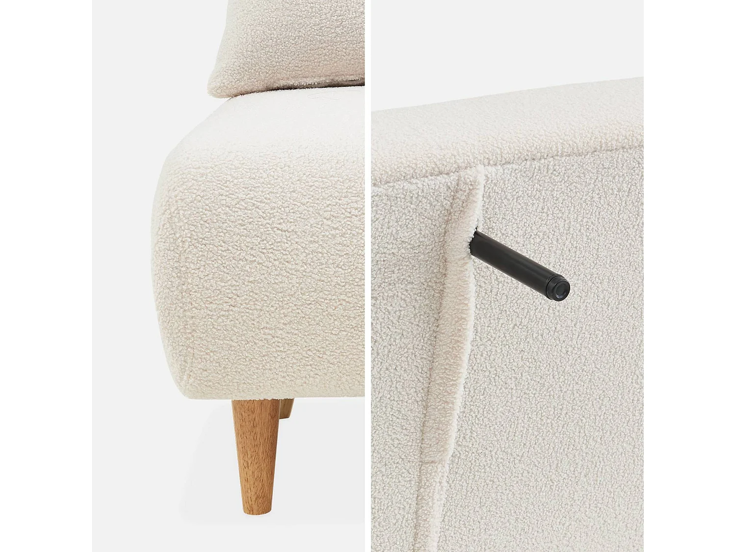 Sofá cama en borreguito de 2 plazas crema