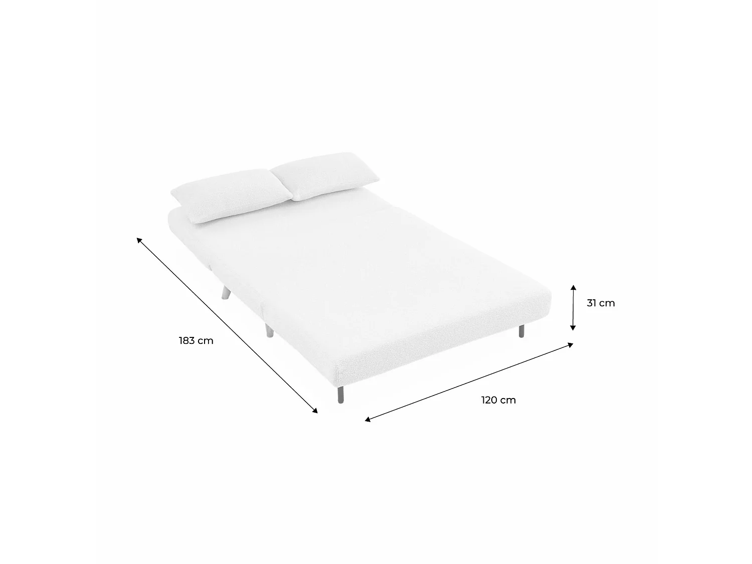 Sofá cama de borreguito, 2 plazas crema