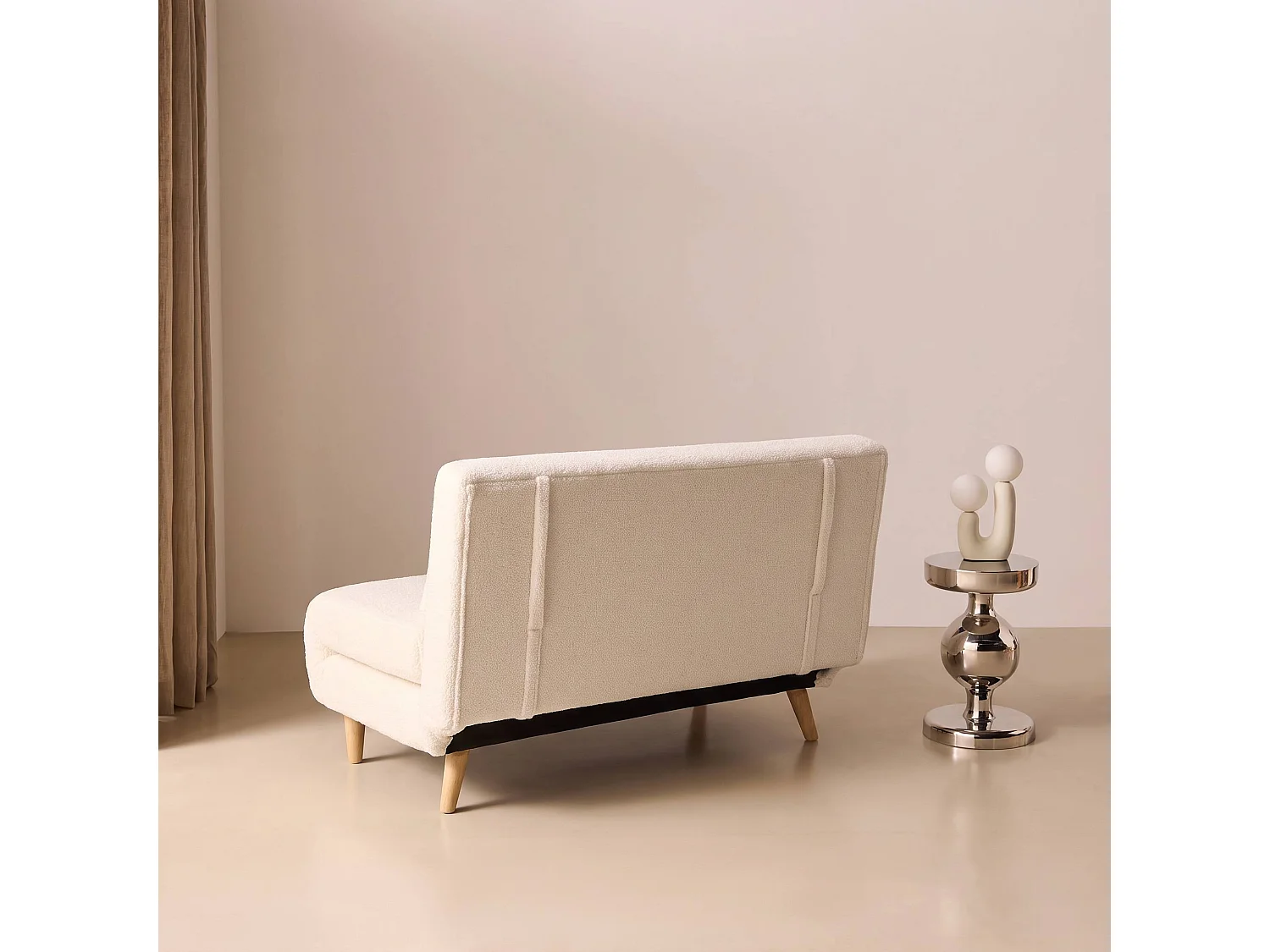 Sofá cama de borreguito, 2 plazas crema