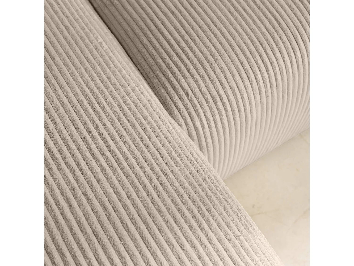 Canapé d'angle convertible réversible 3 places velours côtelé taupe avec coffre de rangement - Almo