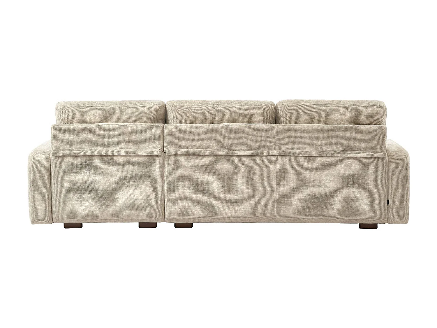 Sofá de esquina derecha de tela liso, 3 plazas beige