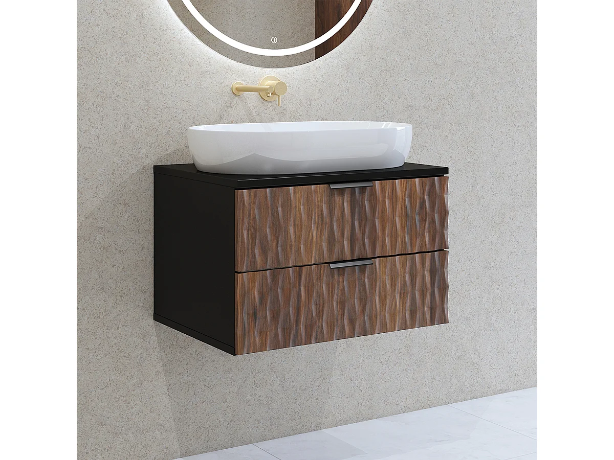 Meuble sous-vasque 60cm plan de toilette Nevia Bois et Noir