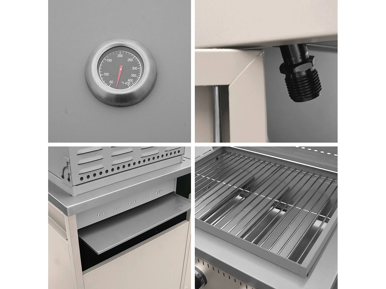 Barbecue gaz 3 brûleurs. beige. 3 portes et 2 espaces de rangement