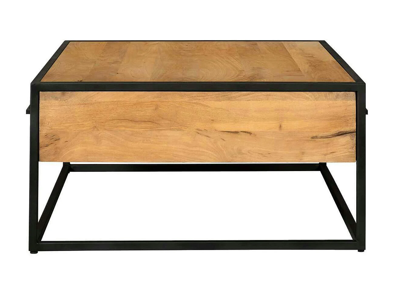 Table basse carrée en bois clair 4 tiroirs RIVANO