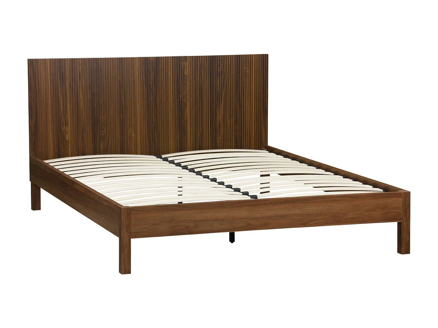Letto con rete a doghe e testiera 200cm decorazione legno, noce
