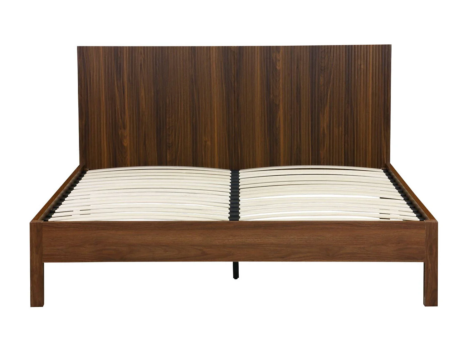 Letto con rete a doghe e testiera 200cm decorazione legno, noce