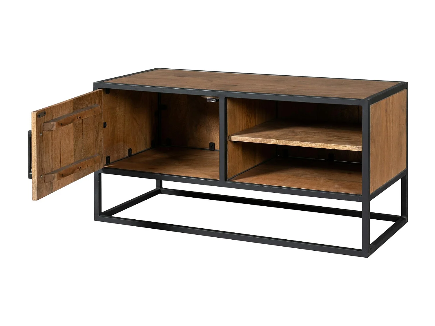 Petit meuble TV en bois clair avec rangement RIVANO