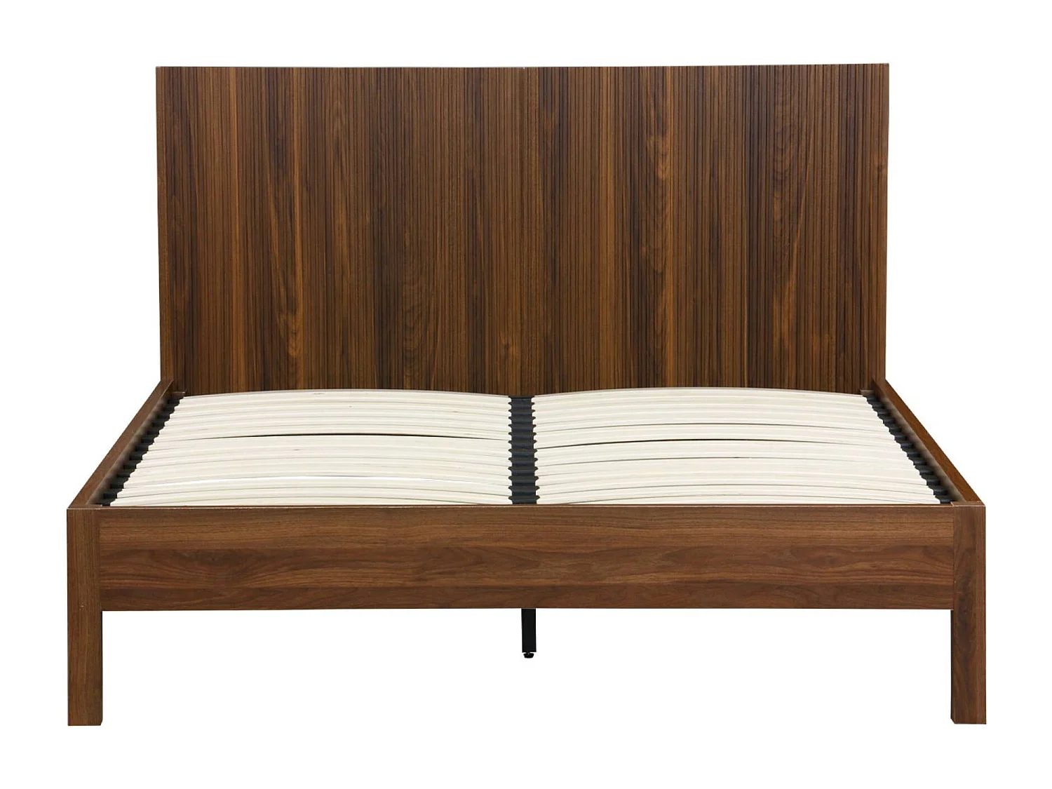 Lit avec sommier à lattes et tête de lit 140x190cm décor bois noyer - Linear