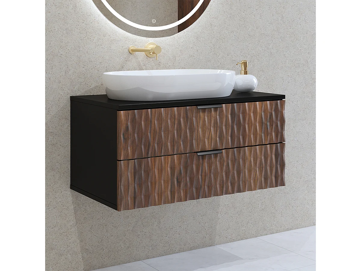 Meuble sous-vasque 80cm plan de toilette Nevia Bois et Noir
