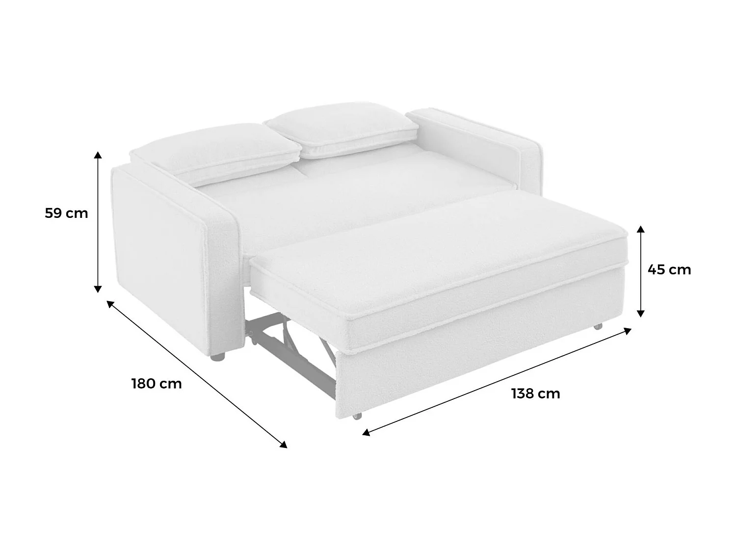 Sofá cama borreguito de 3 plazas crema