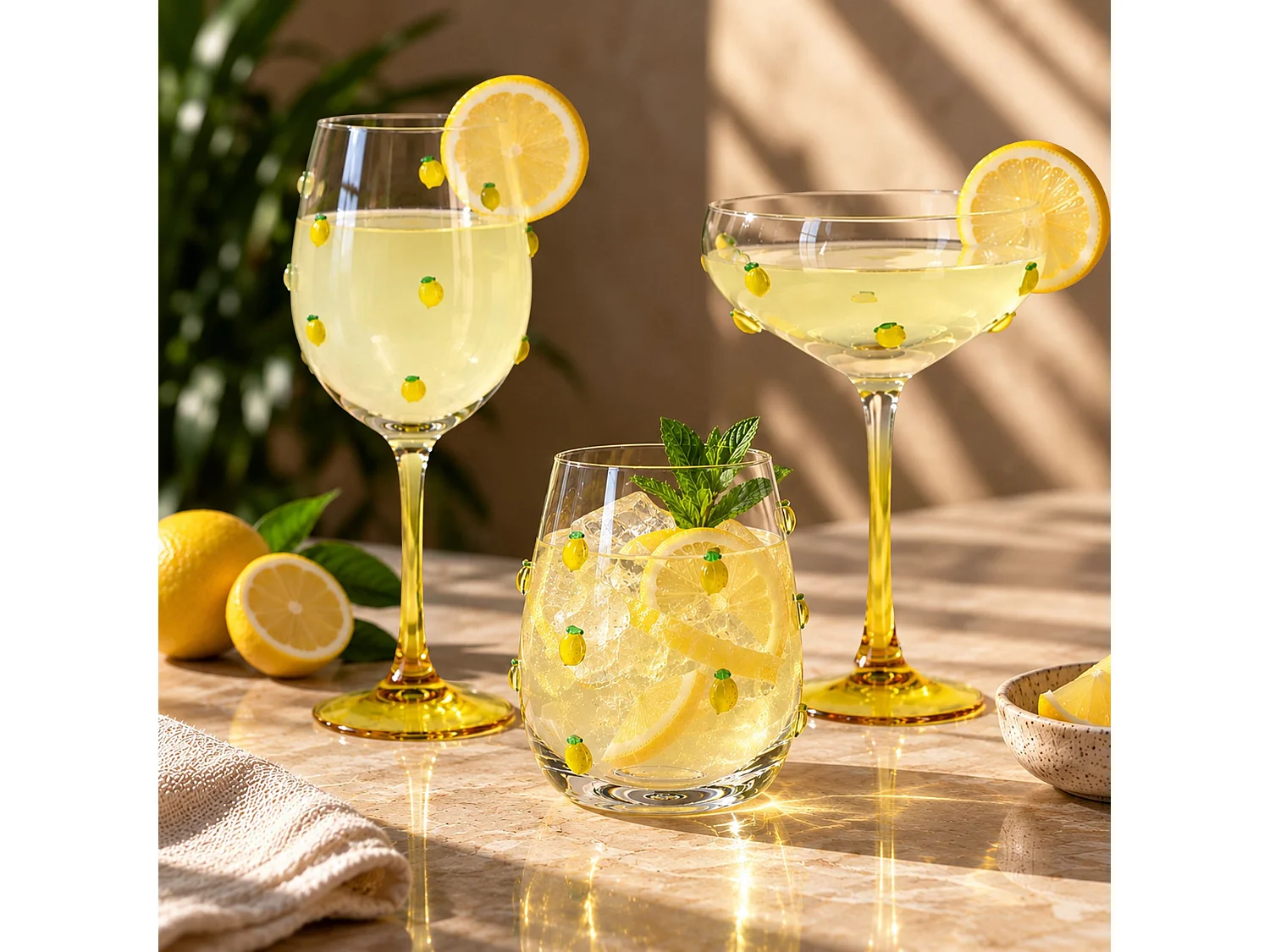 Novastyl - Lot De 4 Coupes à Champagne 27cl En Verre Citron